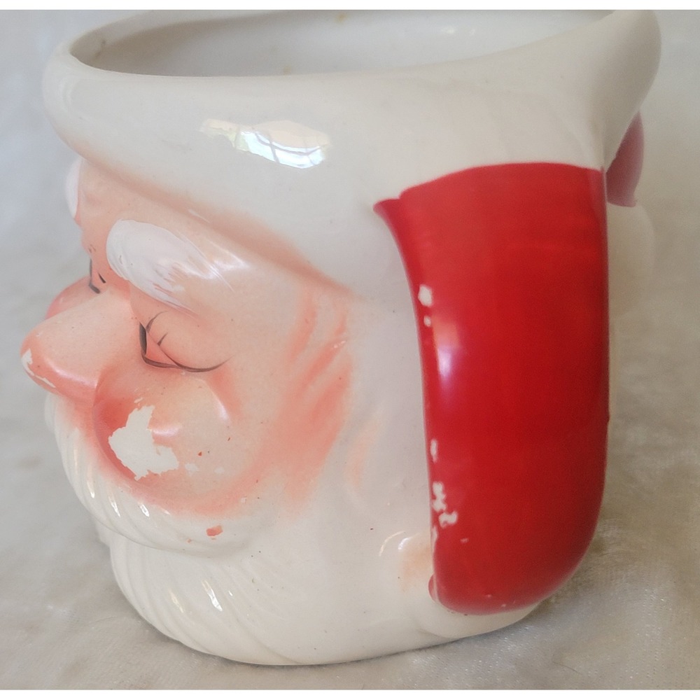 Vintage 1950s Santa Clause Mug Japan Christmas Holiday Ceramic Coffee Cup Head - Picture 4 of 6